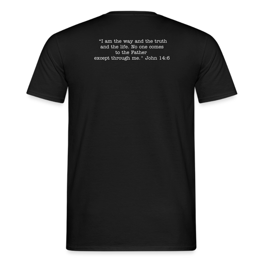 JESUS IS KING Man's T-shirt (John 14:16 Edition). - black